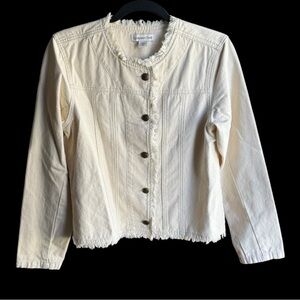 Coldwater Creek Cream Frayed Women’s Jacket - NWOT